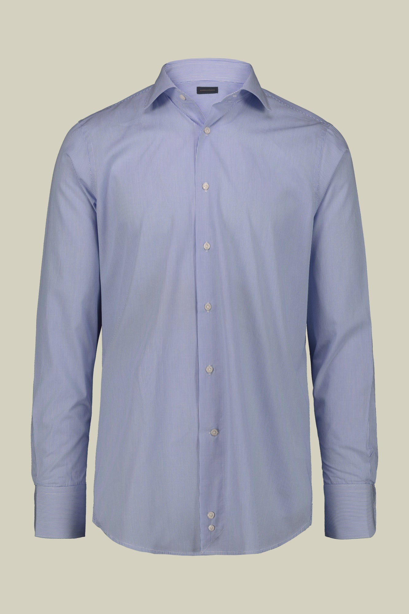 Men's shirt with classic collar made from striped cotton