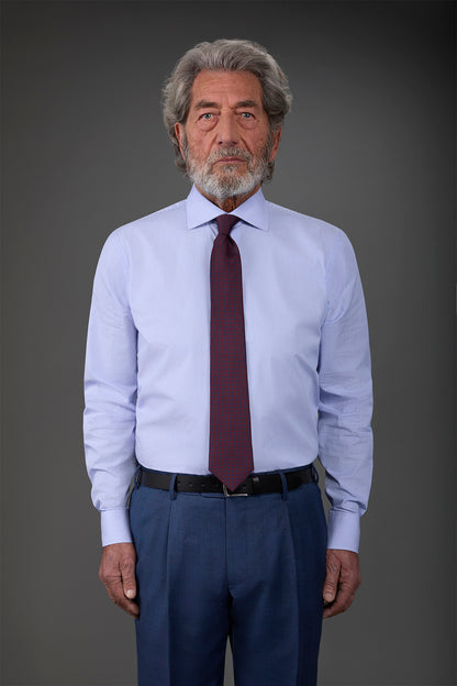 Men's shirt with classic collar made from striped cotton