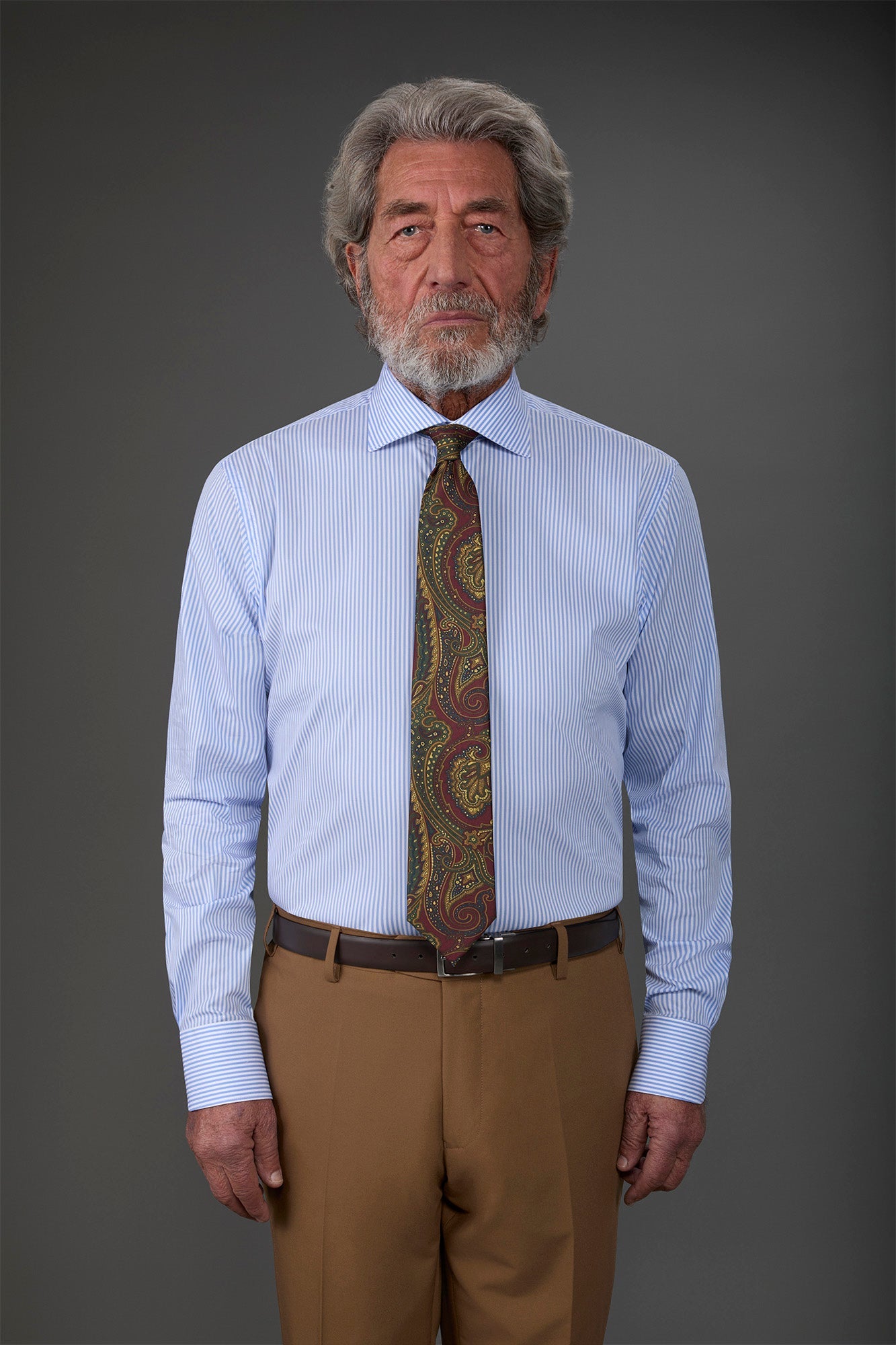 Men's technical shirt with classic collar White/Sky