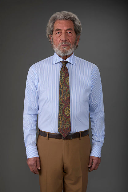 Men's technical shirt with classic collar White/Sky