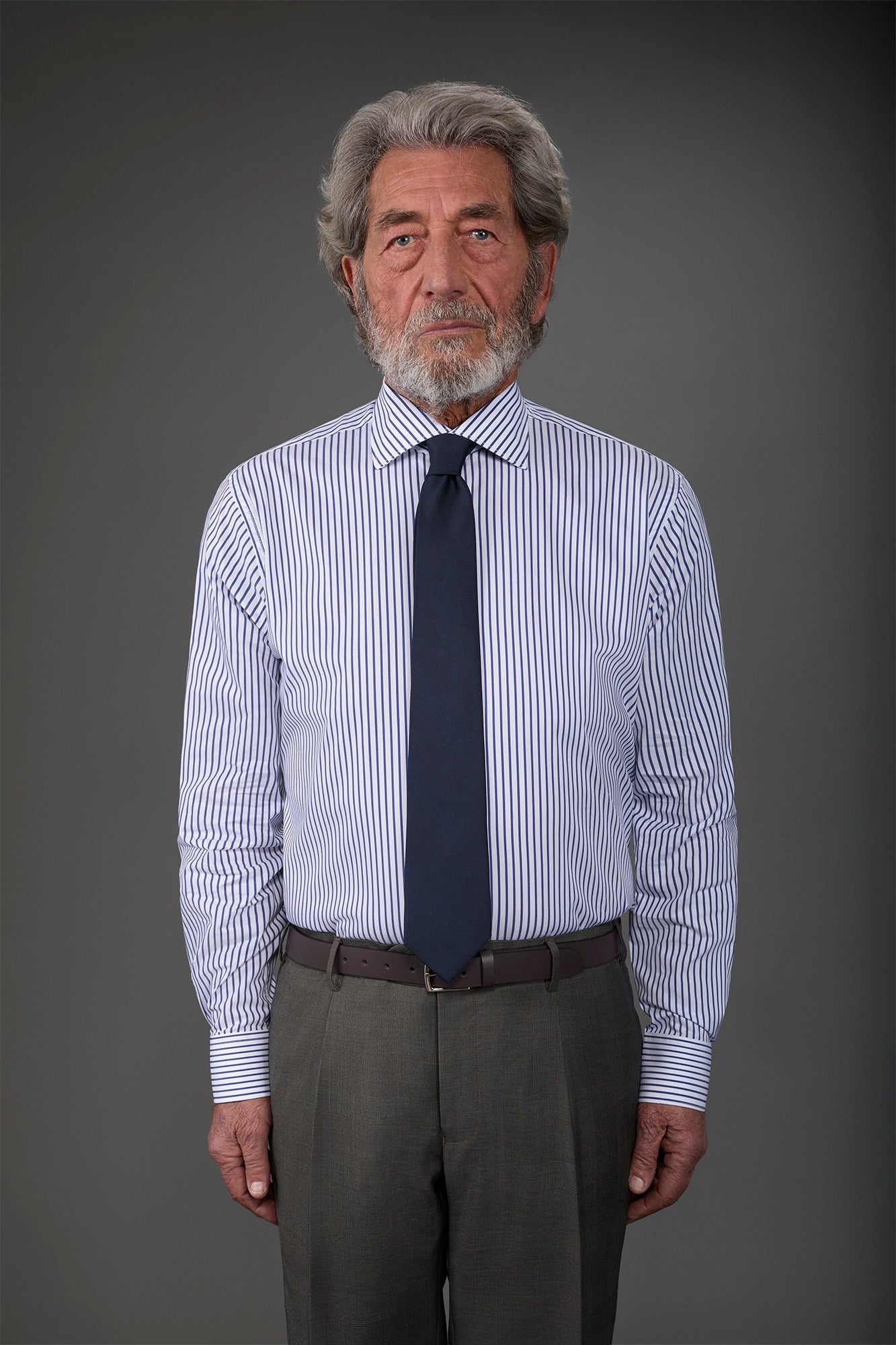 Men's technical shirt with classic collar suitable for cufflinks White/Blue