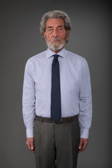 Men's technical shirt with classic collar suitable for cufflinks White/Blue