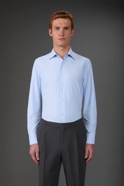 Men's stretch shirt with classic collar in twill construction stretch nylon fabric