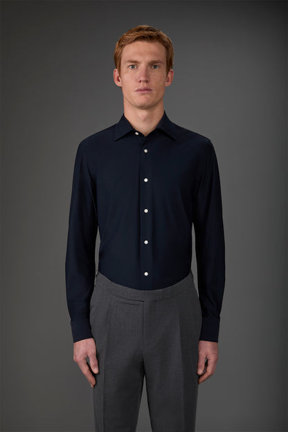 Men's stretch shirt with classic collar in twill construction stretch nylon fabric