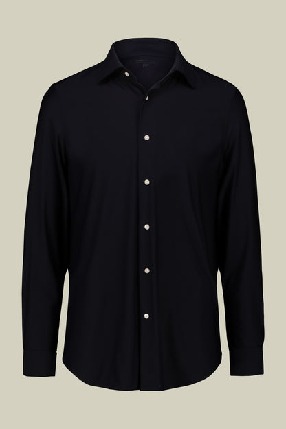 Men's stretch shirt with classic collar in twill construction stretch nylon fabric