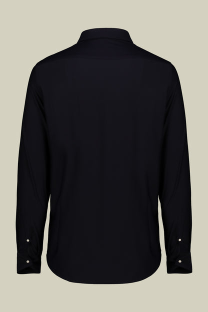 Men's stretch shirt with classic collar in twill construction stretch nylon fabric