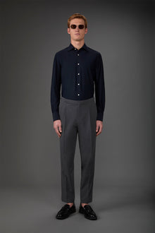 Men's stretch shirt with classic collar in twill construction stretch nylon fabric Blue