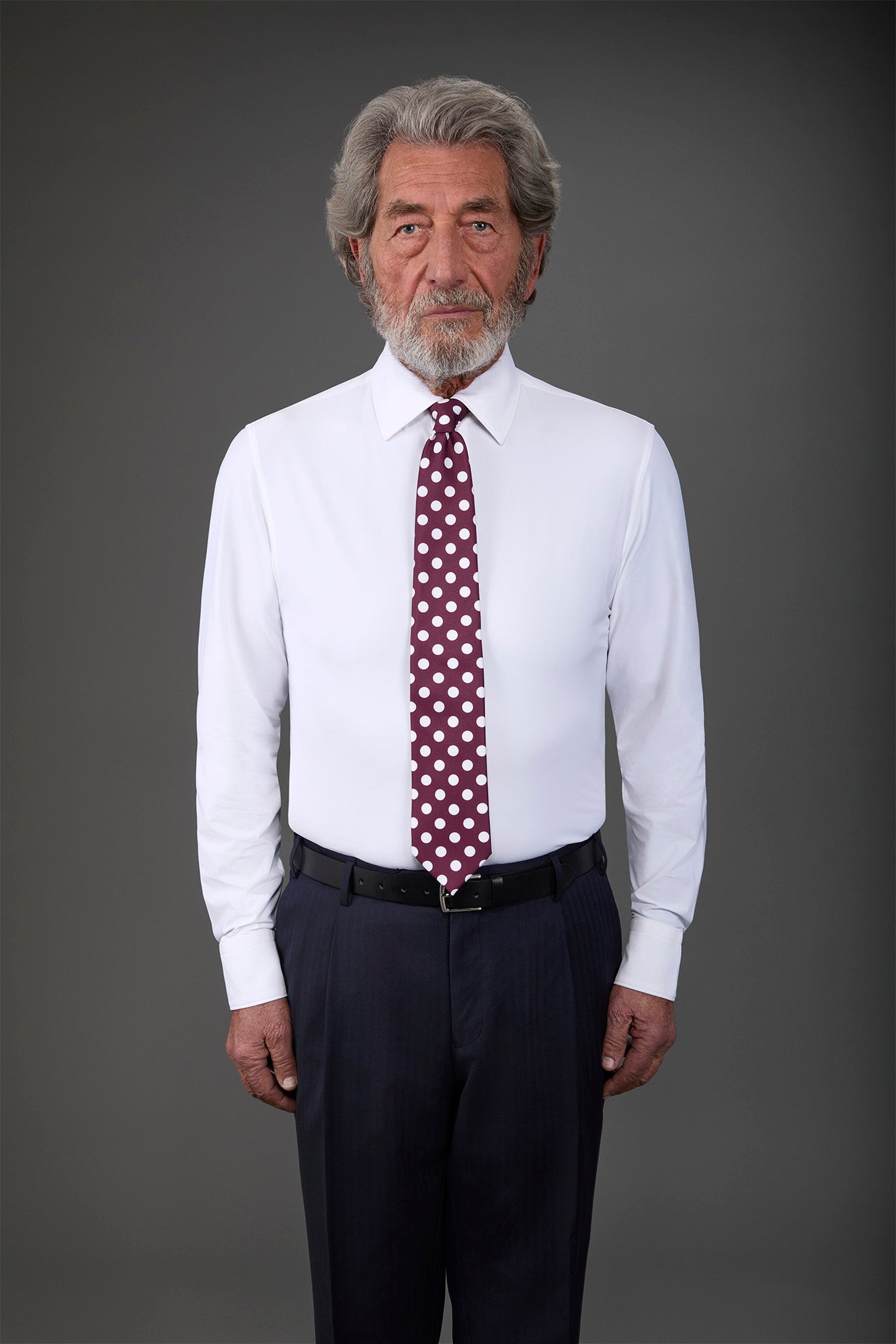 Men's stretch shirt with classic collar in twill construction stretch nylon fabric