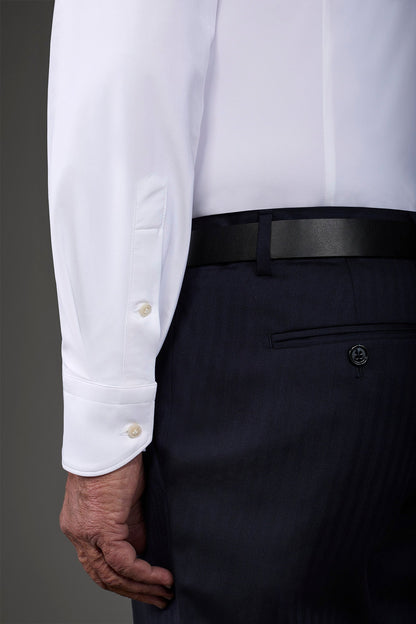Men's stretch shirt with classic collar in twill construction stretch nylon fabric