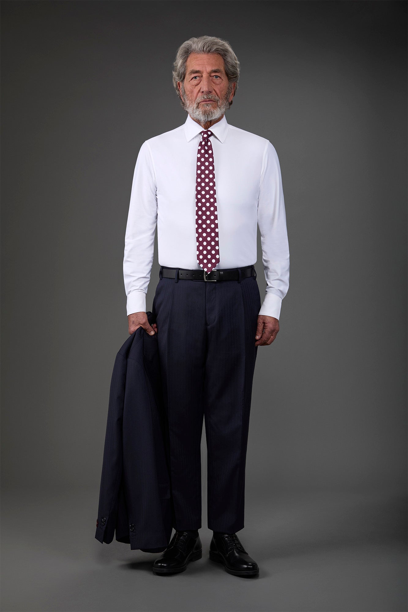 Men's stretch shirt with classic collar in twill construction stretch nylon fabric White