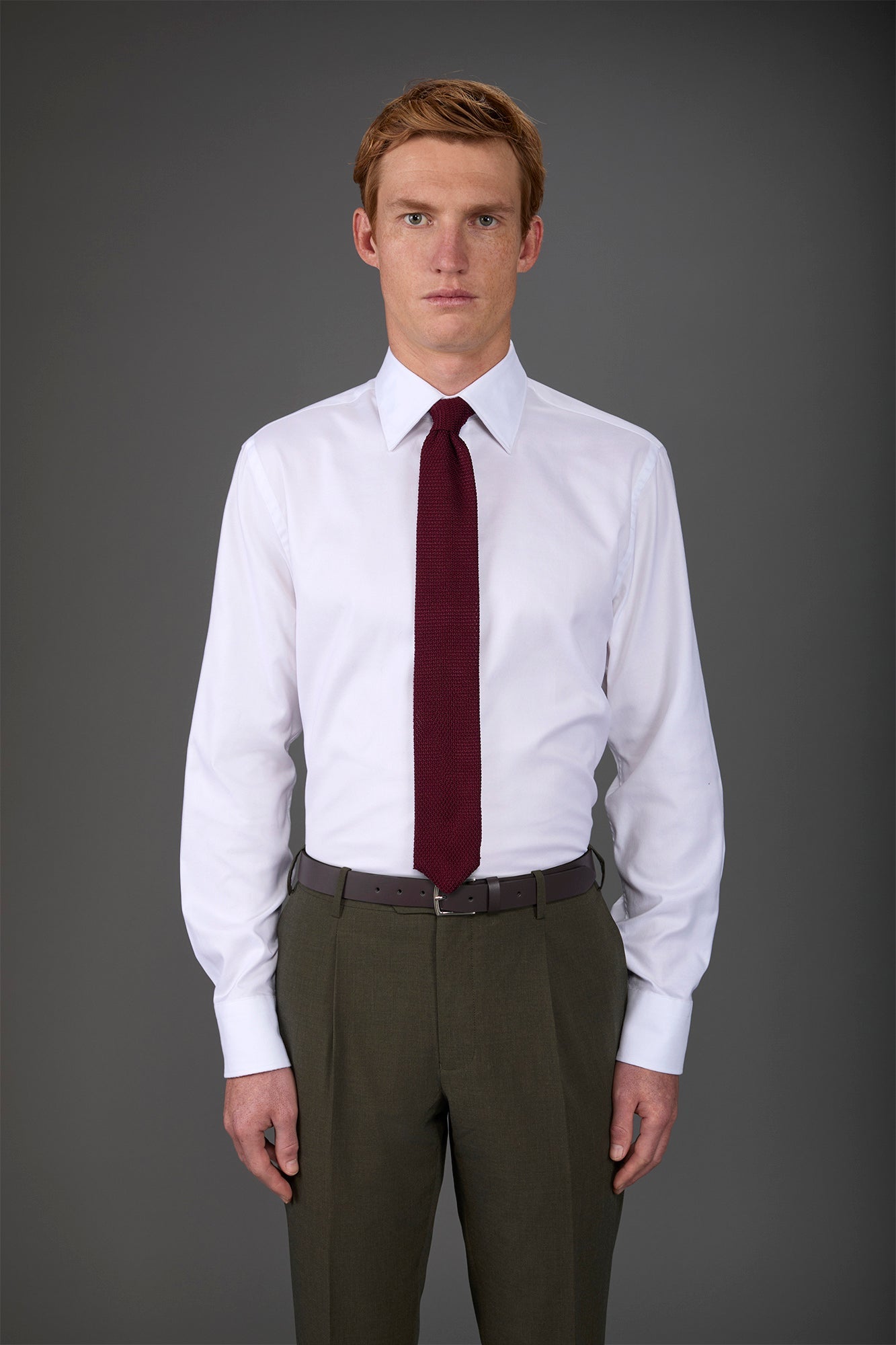 Men's shirt with classic collar, lightweight Oxford fabric White