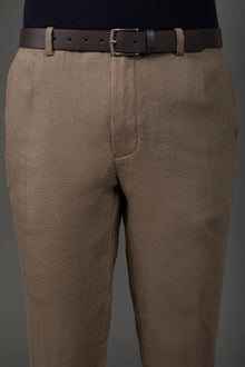 Men's classic belt in genuine leather Dk Brown