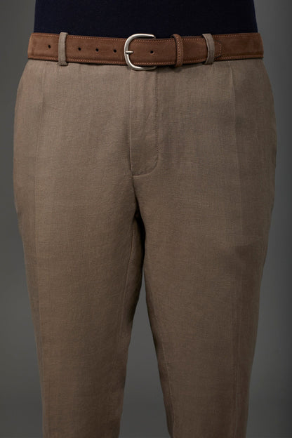 Men's genuine suede leather belt Cognac