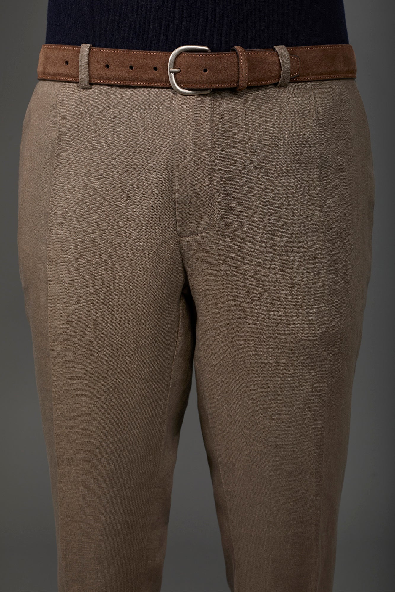 Men's genuine suede leather belt Cognac