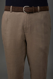 Men's genuine suede leather belt Dk Brown