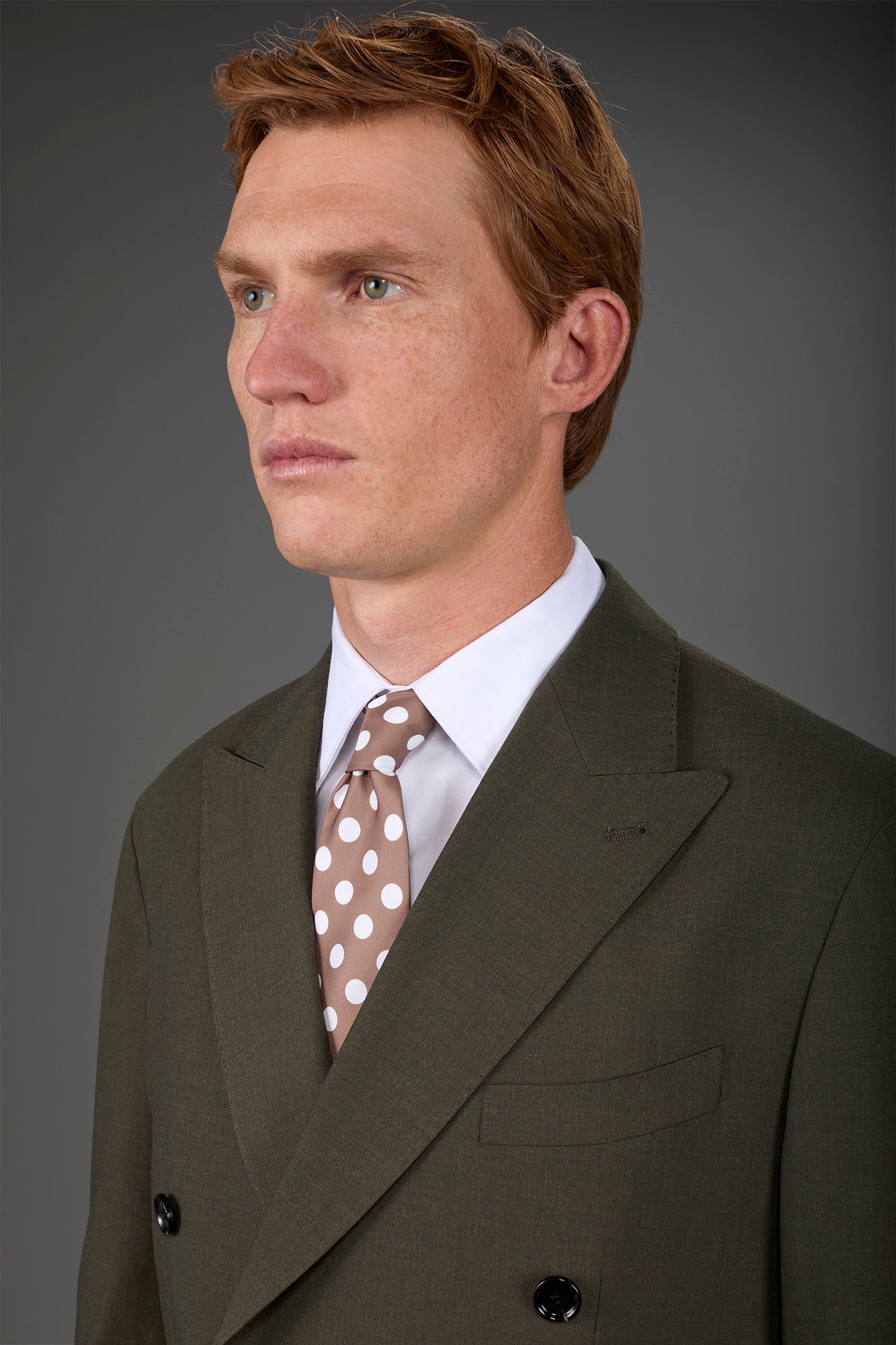 Men's macro polka dot tie Beige/White