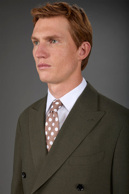 Men's macro polka dot tie Beige/White