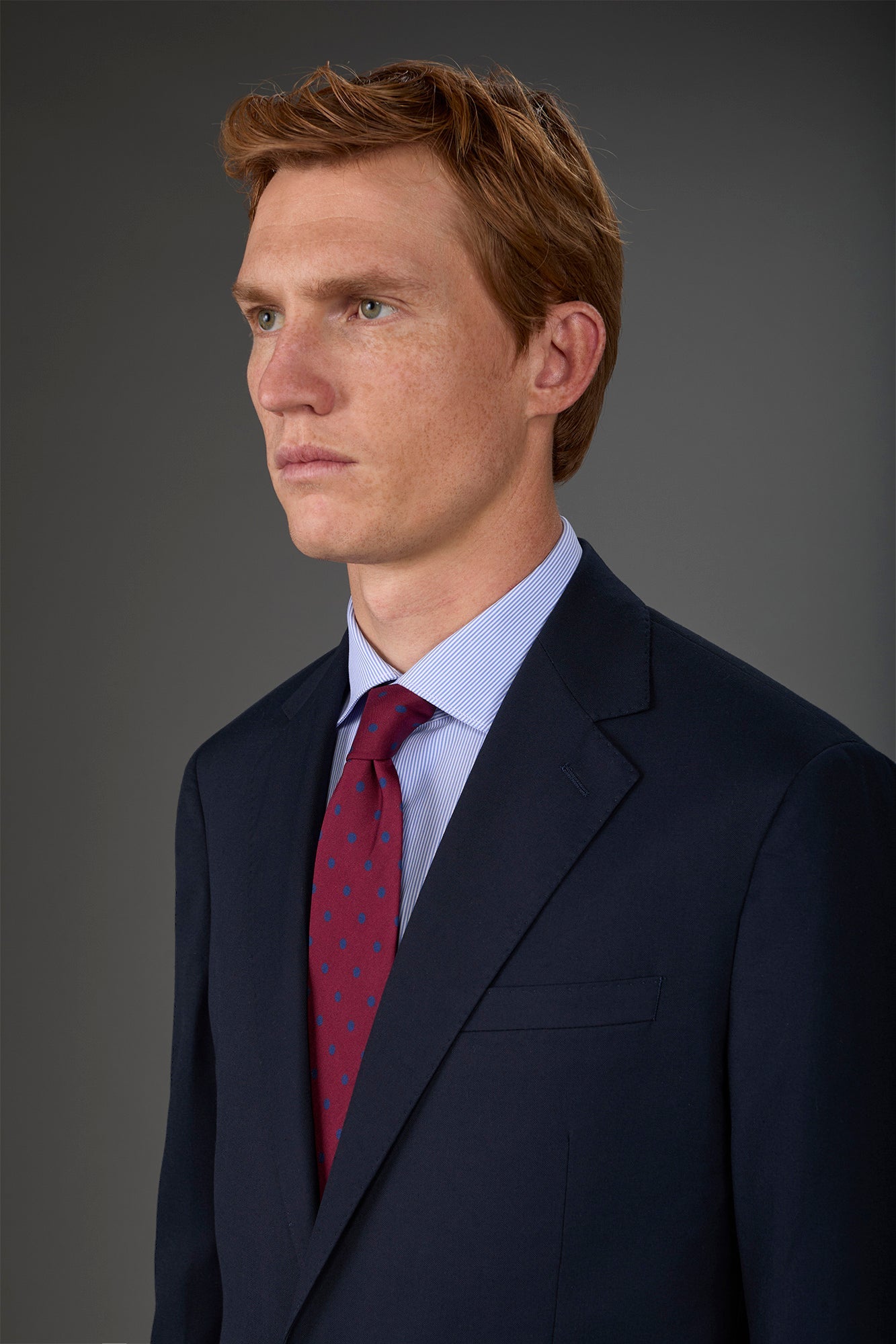 Men's polka dot silk tie Bordeaux/Blue