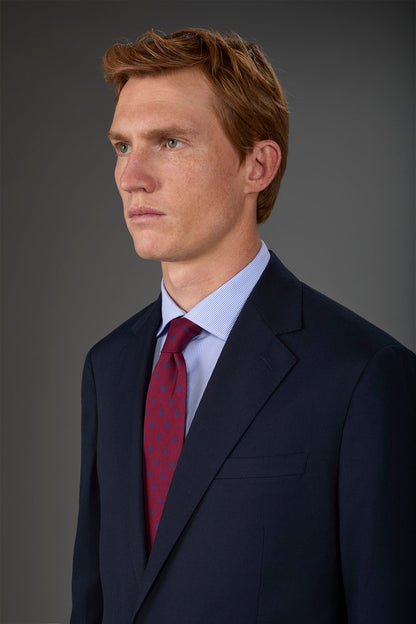 Men's polka dot silk tie Bordeaux/Blue