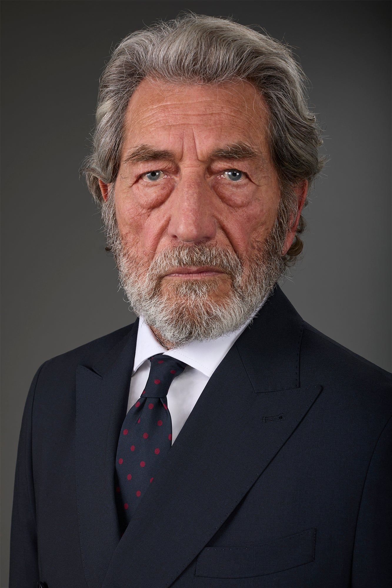 Men's polka dot silk tie Dk Blue/Bordeaux