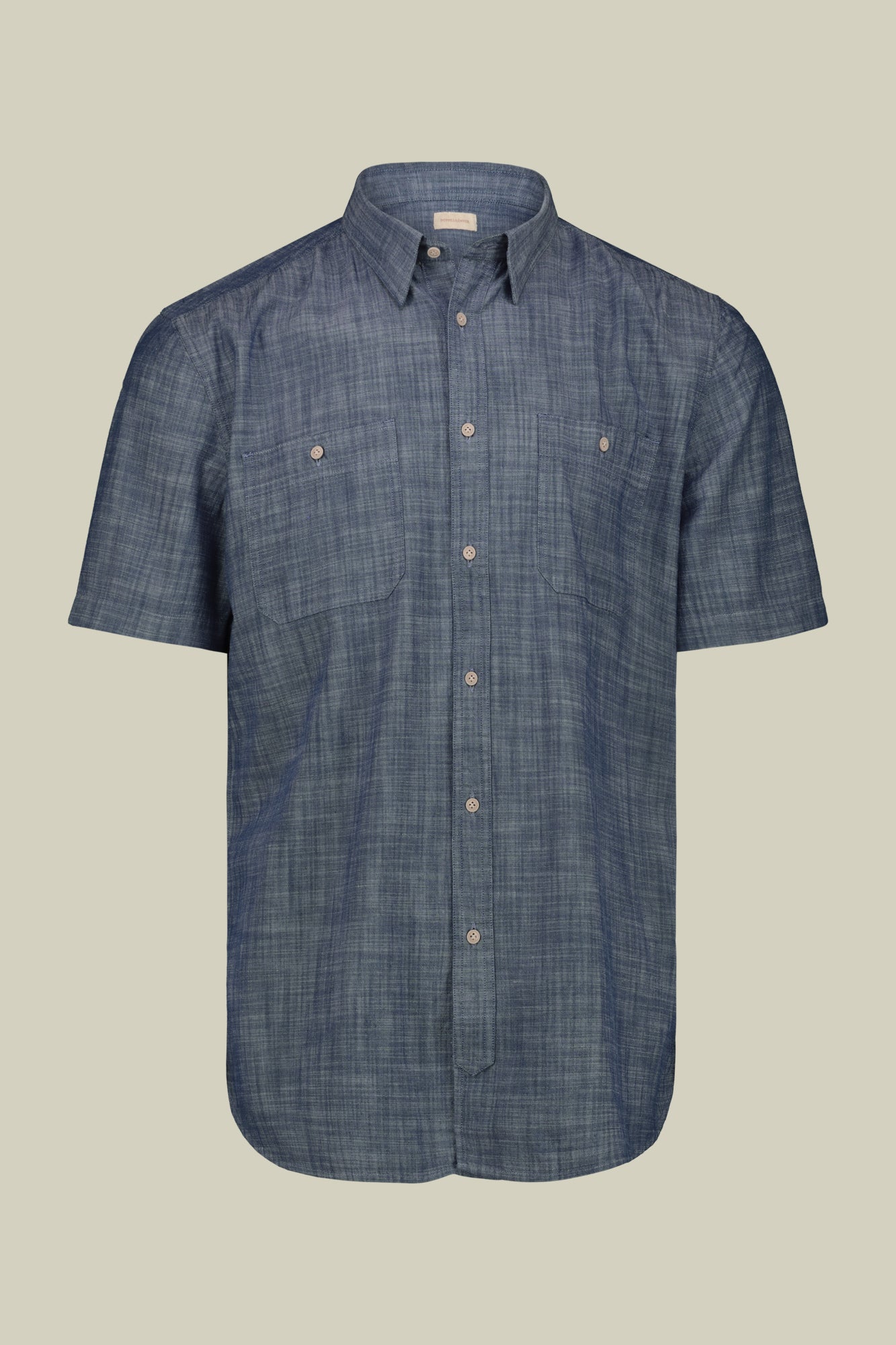 Men's concealed button down casual shirt in chambray fabric