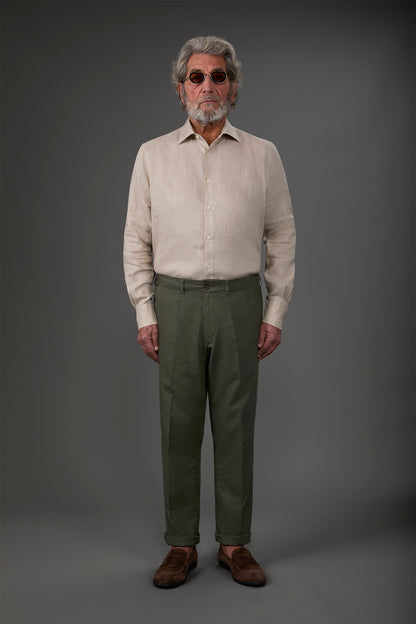 Men's casual shirt with classic collar, 100% linen