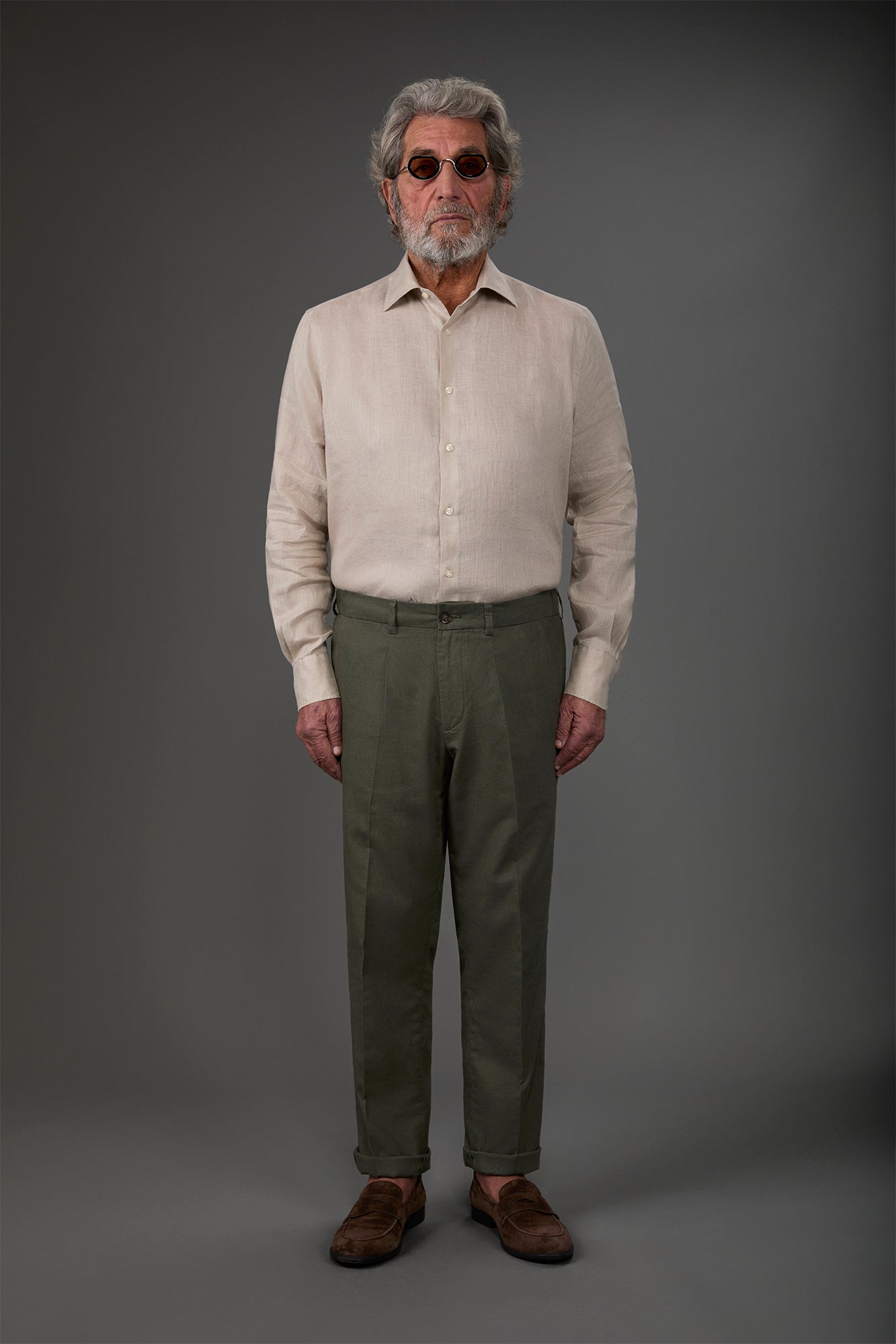 Men's casual shirt with classic collar, 100% linen