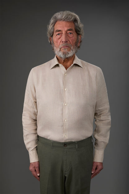 Men's casual shirt with classic collar, 100% linen