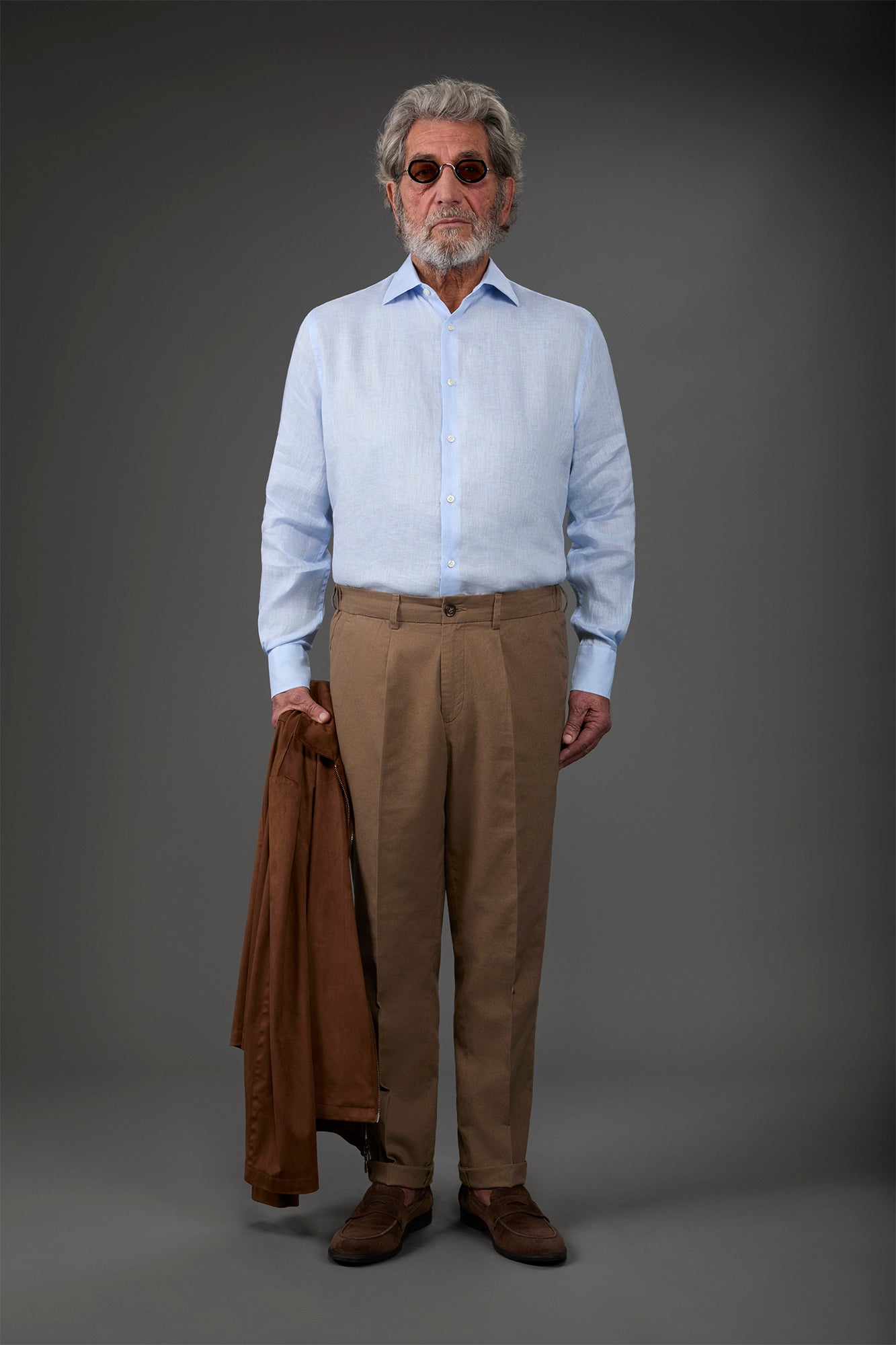 Men's casual shirt with classic collar, 100% linen