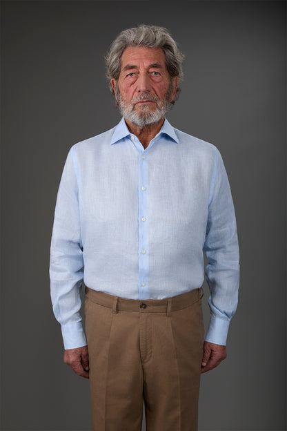 Men's casual shirt with classic collar, 100% linen