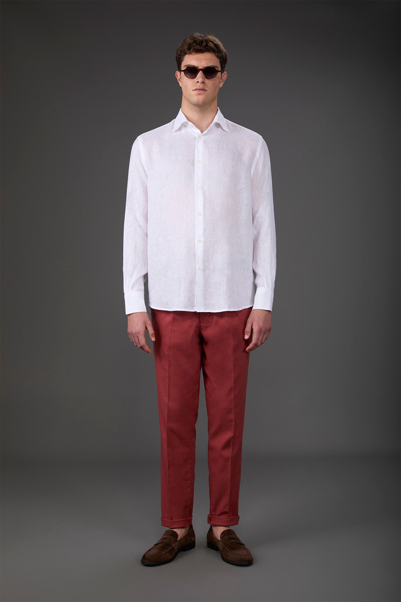 Men's casual shirt with classic collar, 100% linen