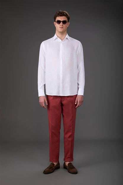 Men's casual shirt with classic collar, 100% linen