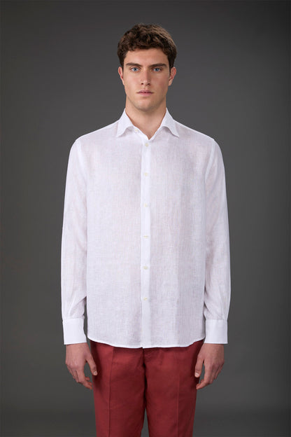 Men's casual shirt with classic collar, 100% linen White