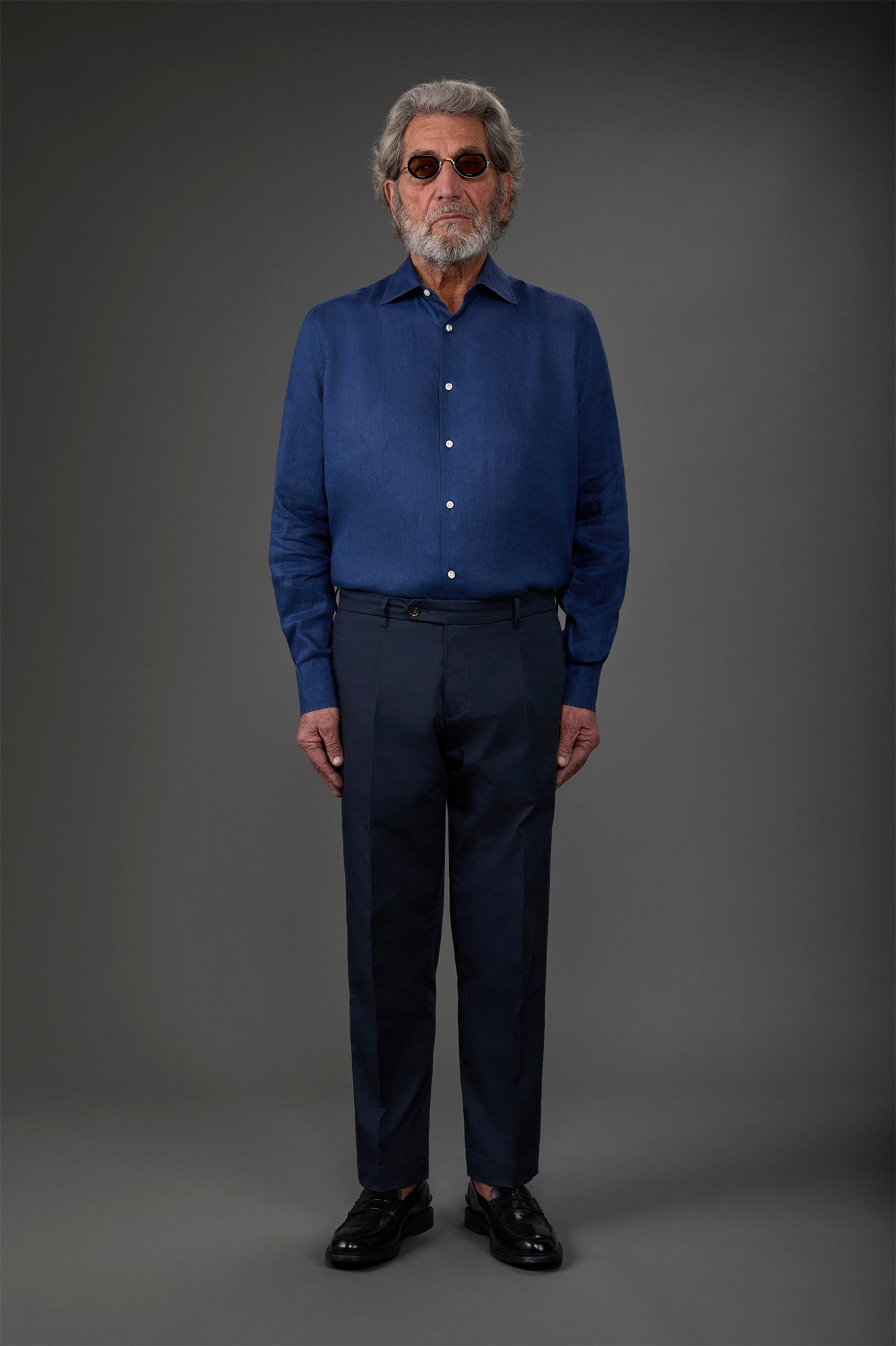 Men's casual shirt with classic collar, 100% linen
