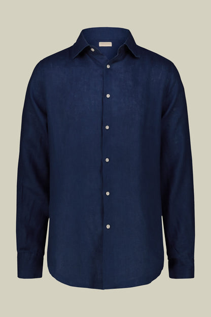 Men's casual shirt with classic collar, 100% linen