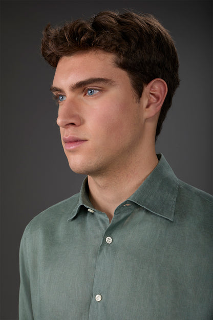 Men's casual shirt with classic collar, 100% linen