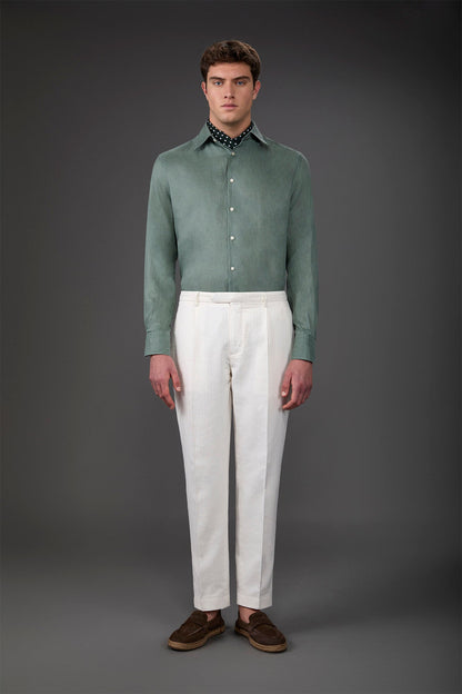 Men's casual shirt with classic collar, 100% linen