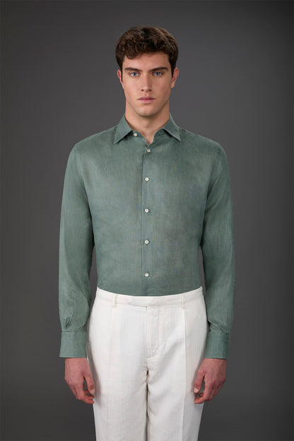 Men's casual shirt with classic collar, 100% linen