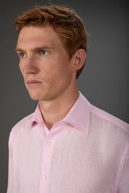 Men's casual shirt with classic collar, 100% linen