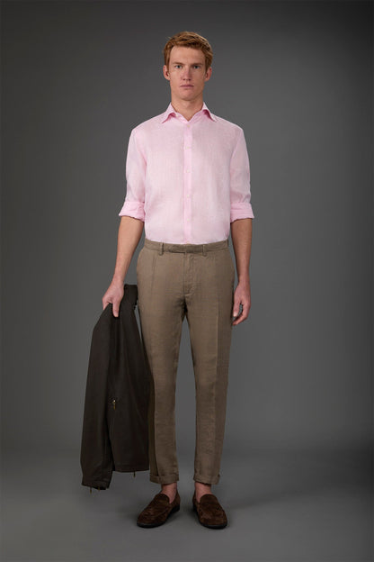 Men's casual shirt with classic collar, 100% linen