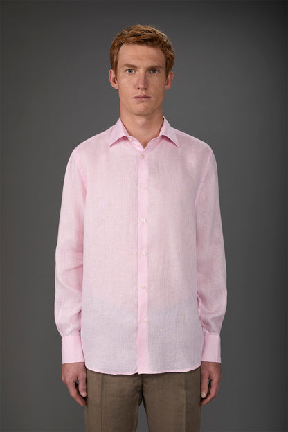 Men's casual shirt with classic collar, 100% linen
