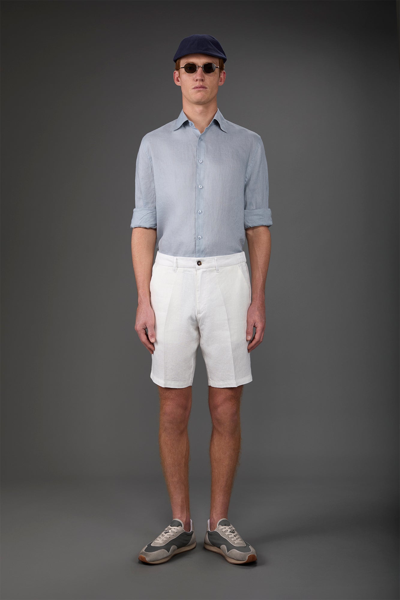 Men's casual shirt with classic collar, 100% linen