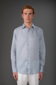 Men's casual shirt with classic collar, 100% linen