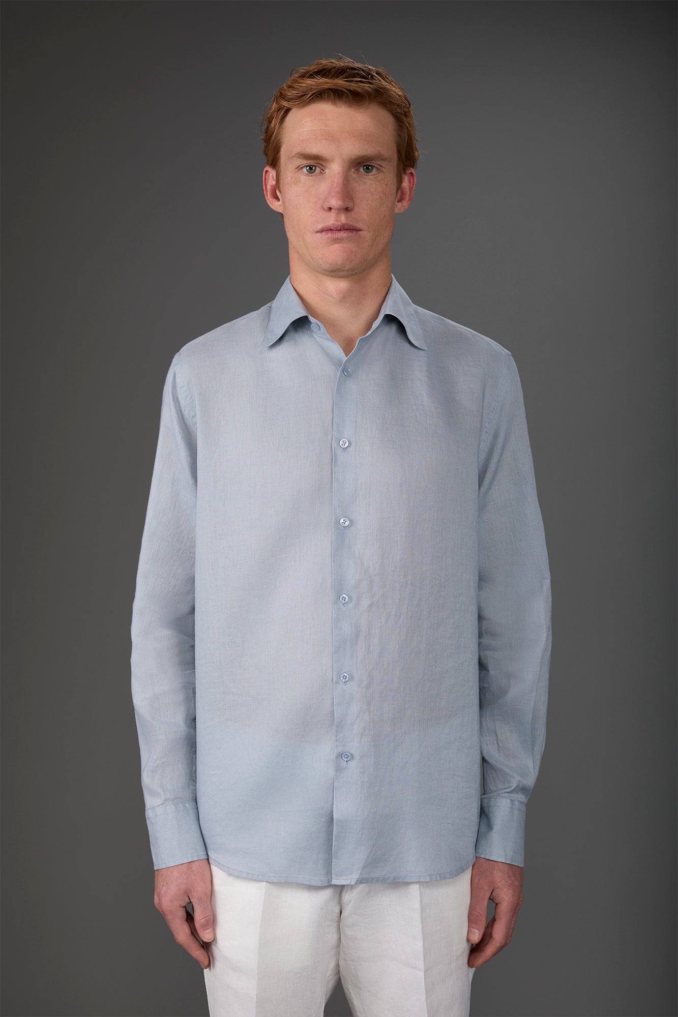 Men's casual shirt with classic collar, 100% linen