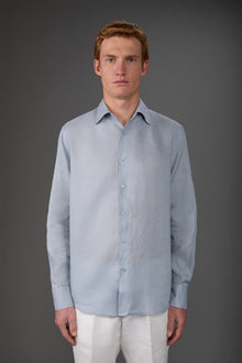 Men's casual shirt with classic collar, 100% linen