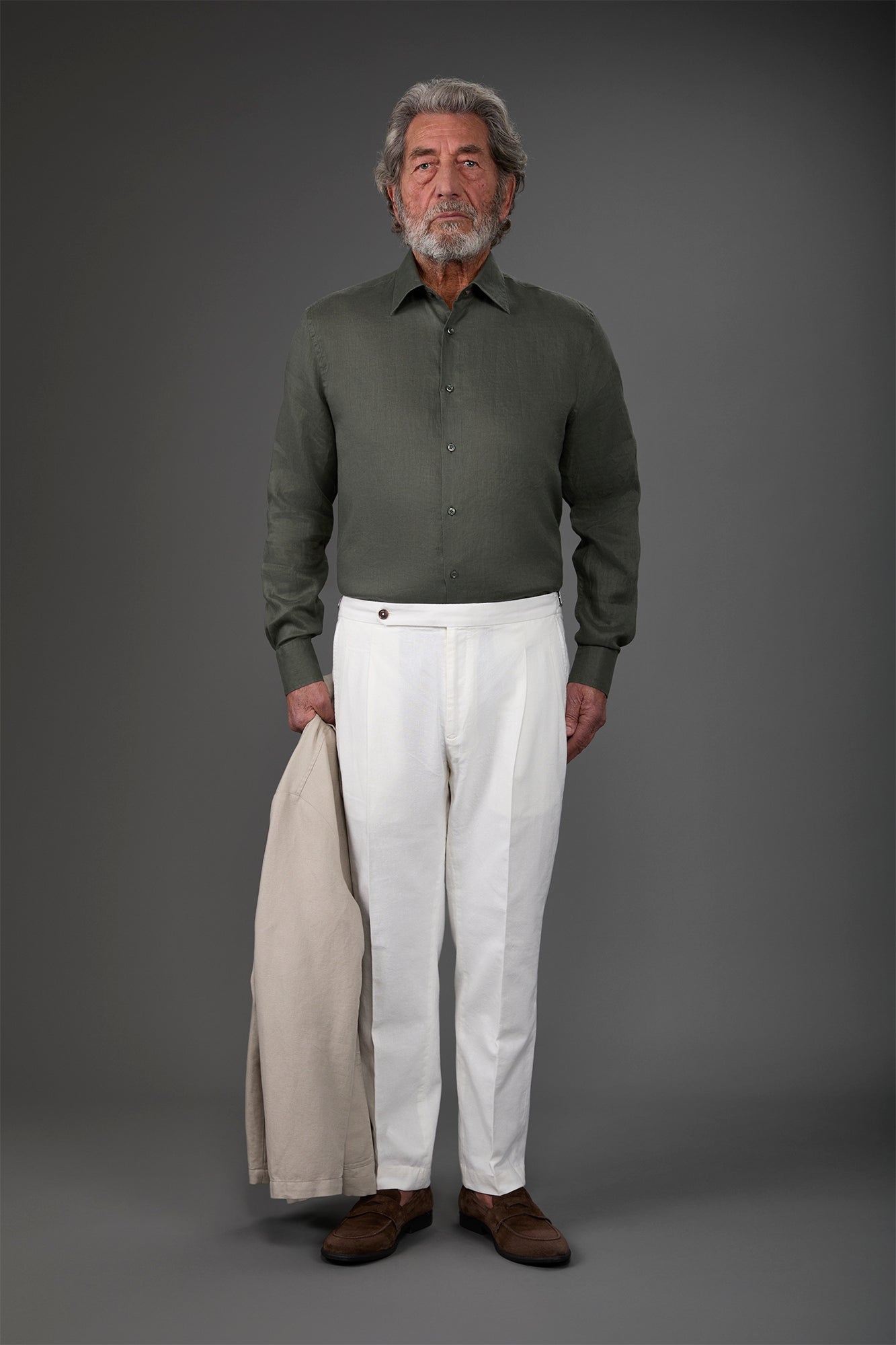 Men's casual shirt with classic collar, 100% linen