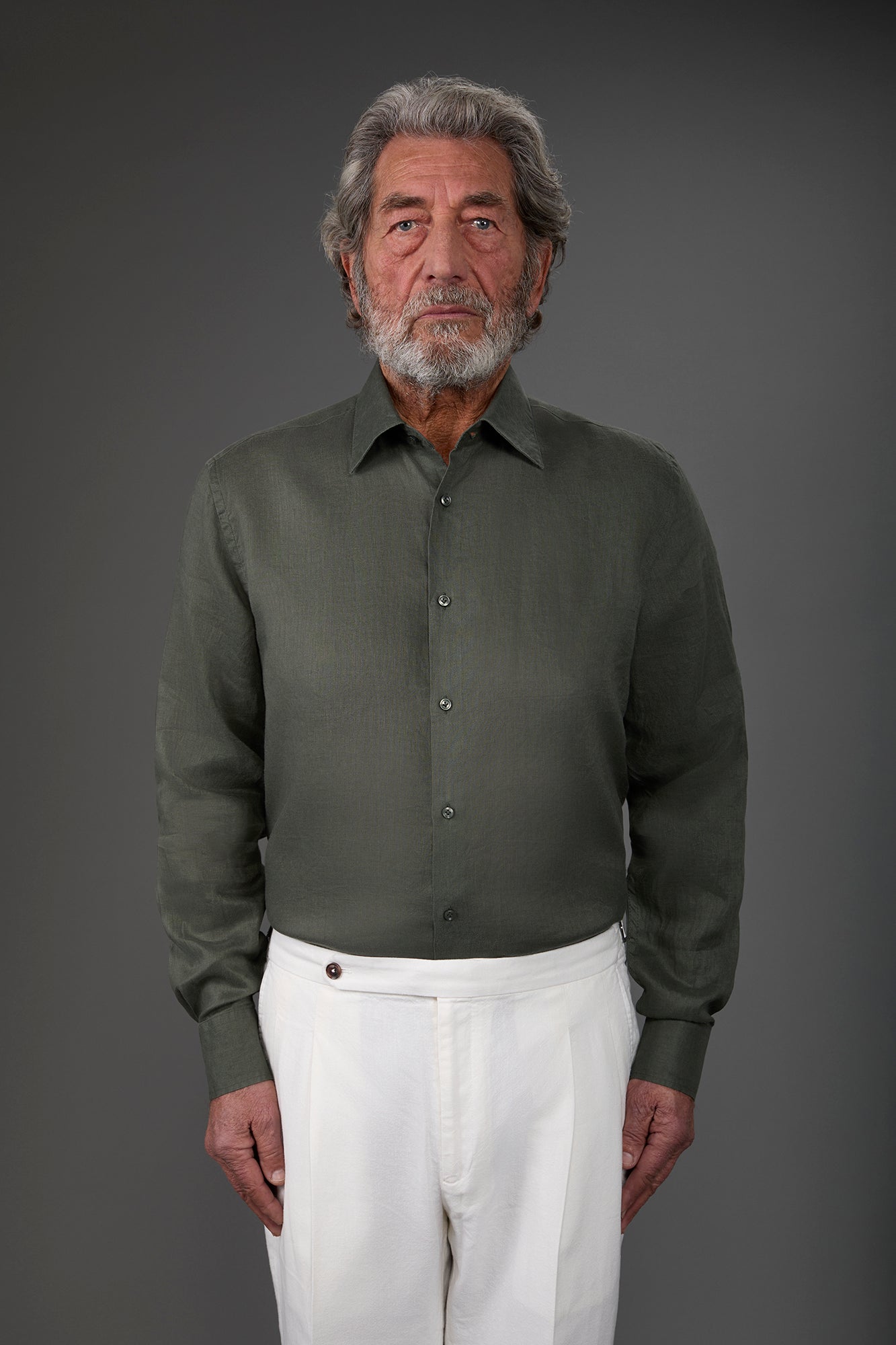 Men's casual shirt with classic collar, 100% linen