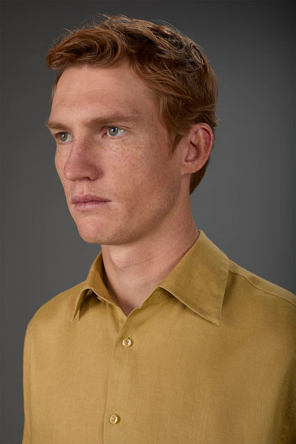 Men's casual shirt with classic collar, 100% linen