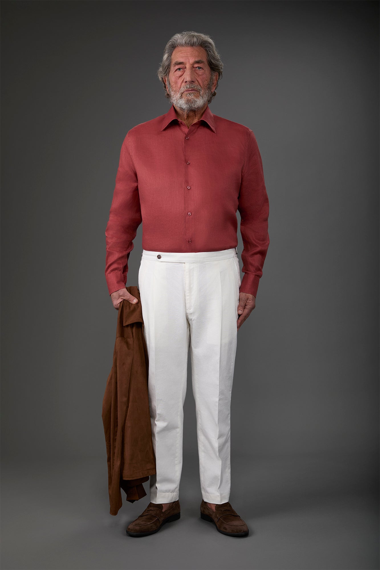 Men's casual shirt with classic collar, 100% linen