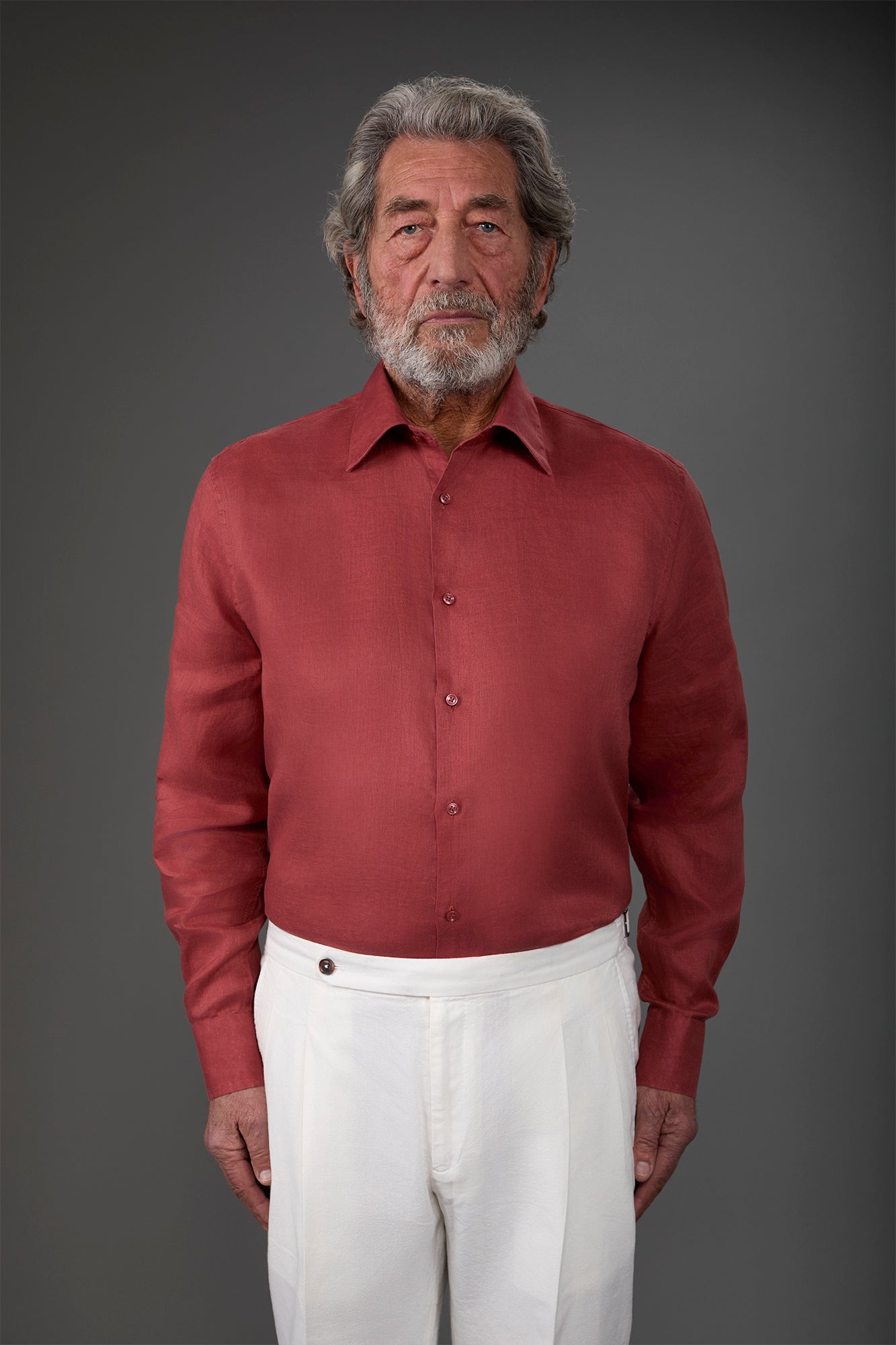 Men's casual shirt with classic collar, 100% linen